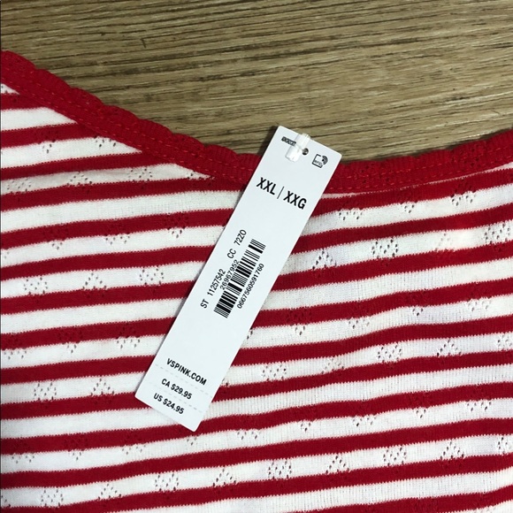 New PINK Victoria's Secret Red and White Striped Top XXL - Picture 3 of 3